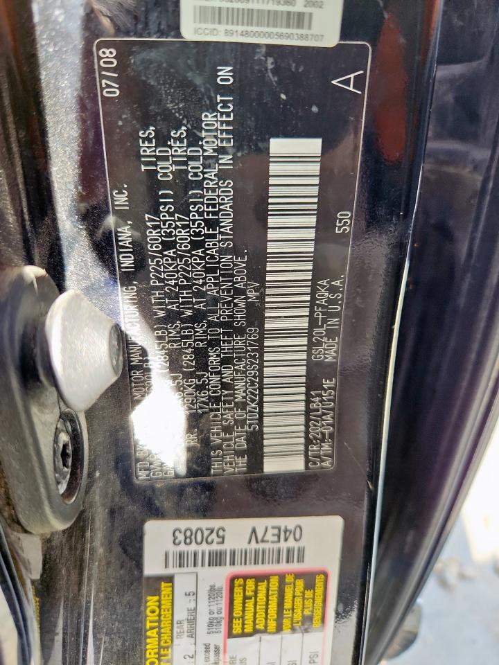 2009 Toyota Sienna Xle VIN: 5TDZK22C29S231769 Lot: 64512415