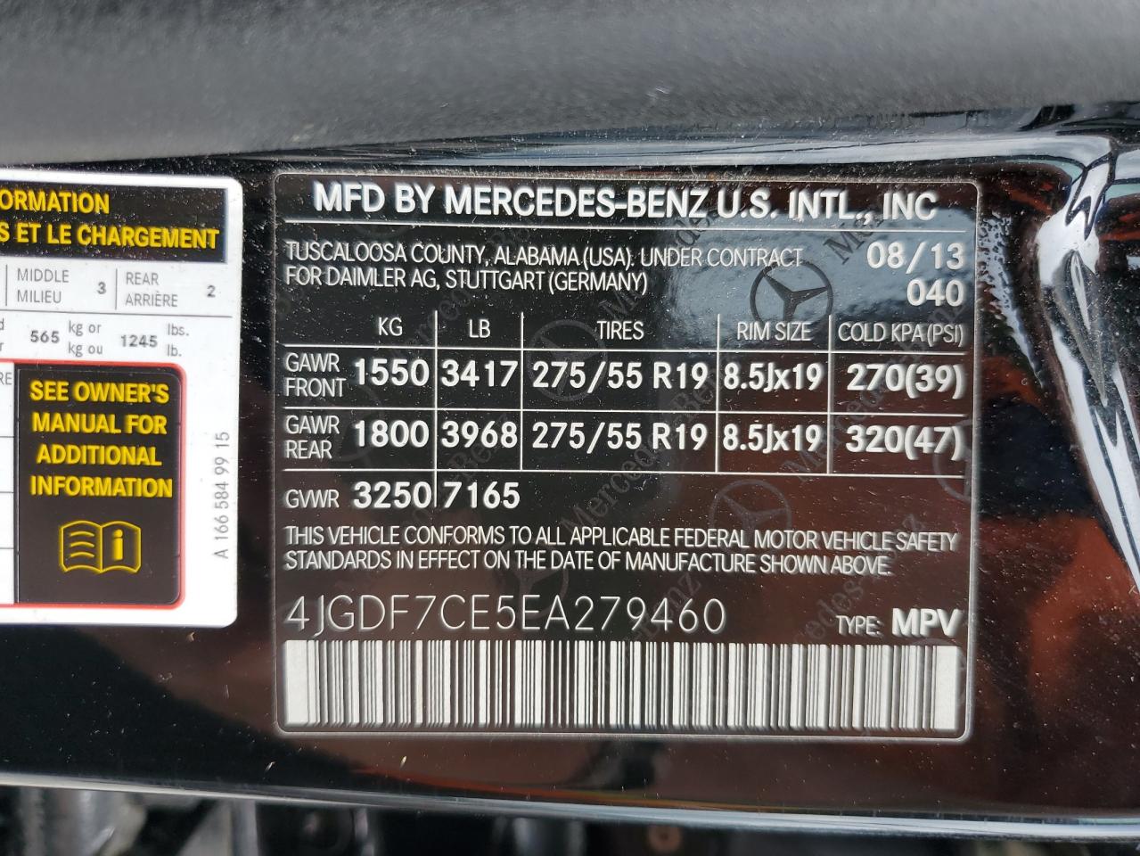 2014 Mercedes-Benz Gl 450 4Matic VIN: 4JGDF7CE5EA279460 Lot: 64851225