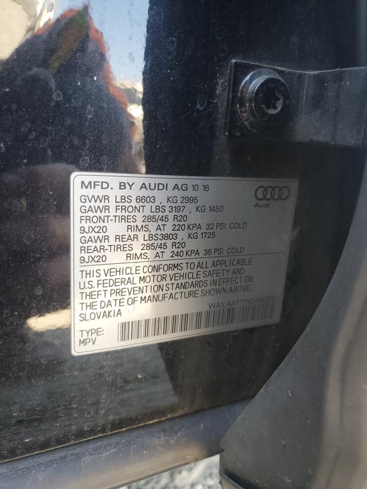 2017 Audi Q7 Premium Plus VIN: WA1LAAF71HD034256 Lot: 64384185