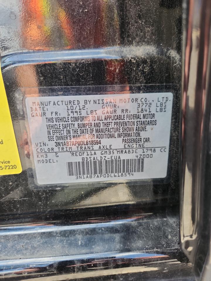 2013 Nissan Sentra S VIN: 3N1AB7AP0DL618594 Lot: 65178805