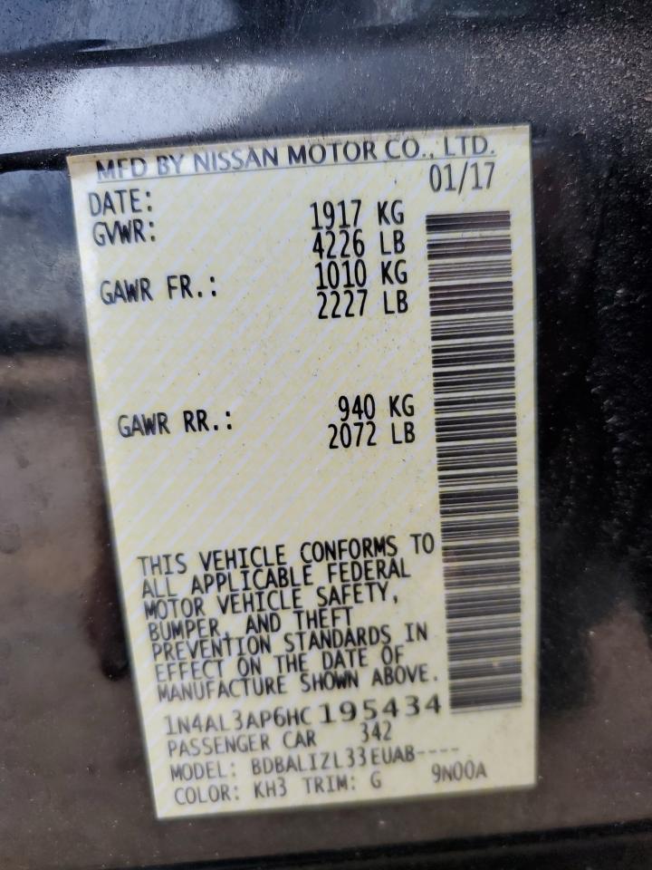 2017 Nissan Altima 2.5 VIN: 1N4AL3AP6HC195434 Lot: 62815355