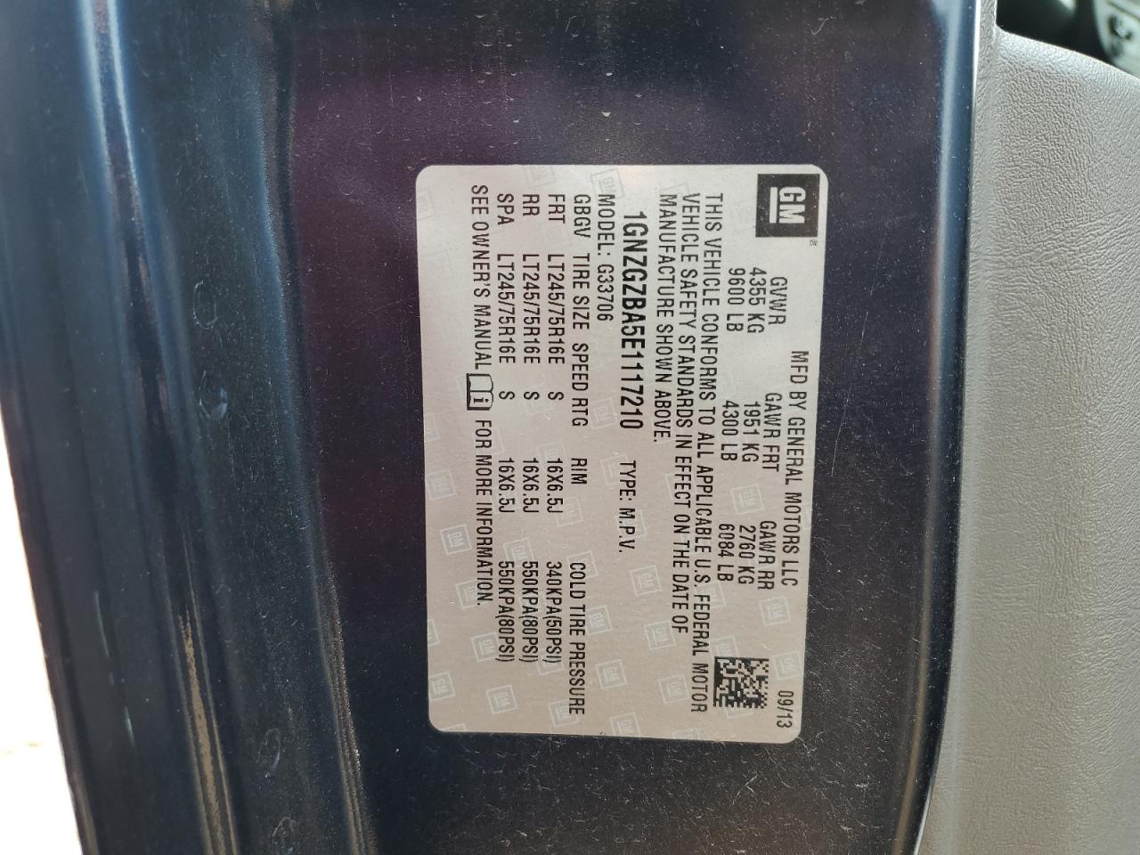 2014 Chevrolet Express G3500 Ls VIN: 1GNZGZBA5E1117210 Lot: 66186945