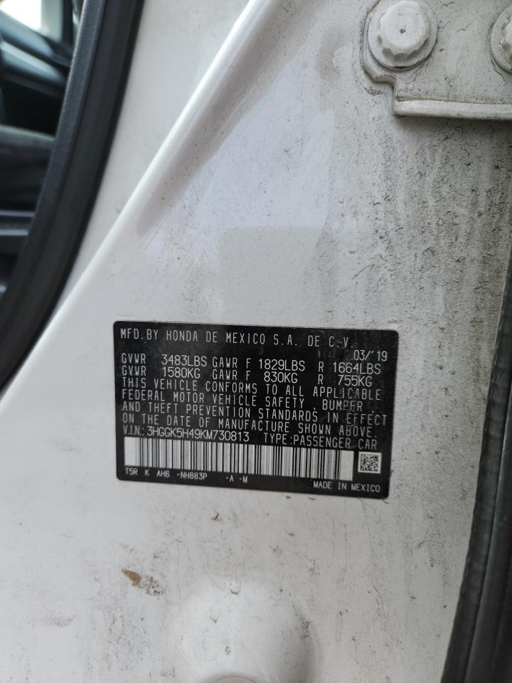 2019 Honda Fit Lx VIN: 3HGGK5H49KM730813 Lot: 65009885