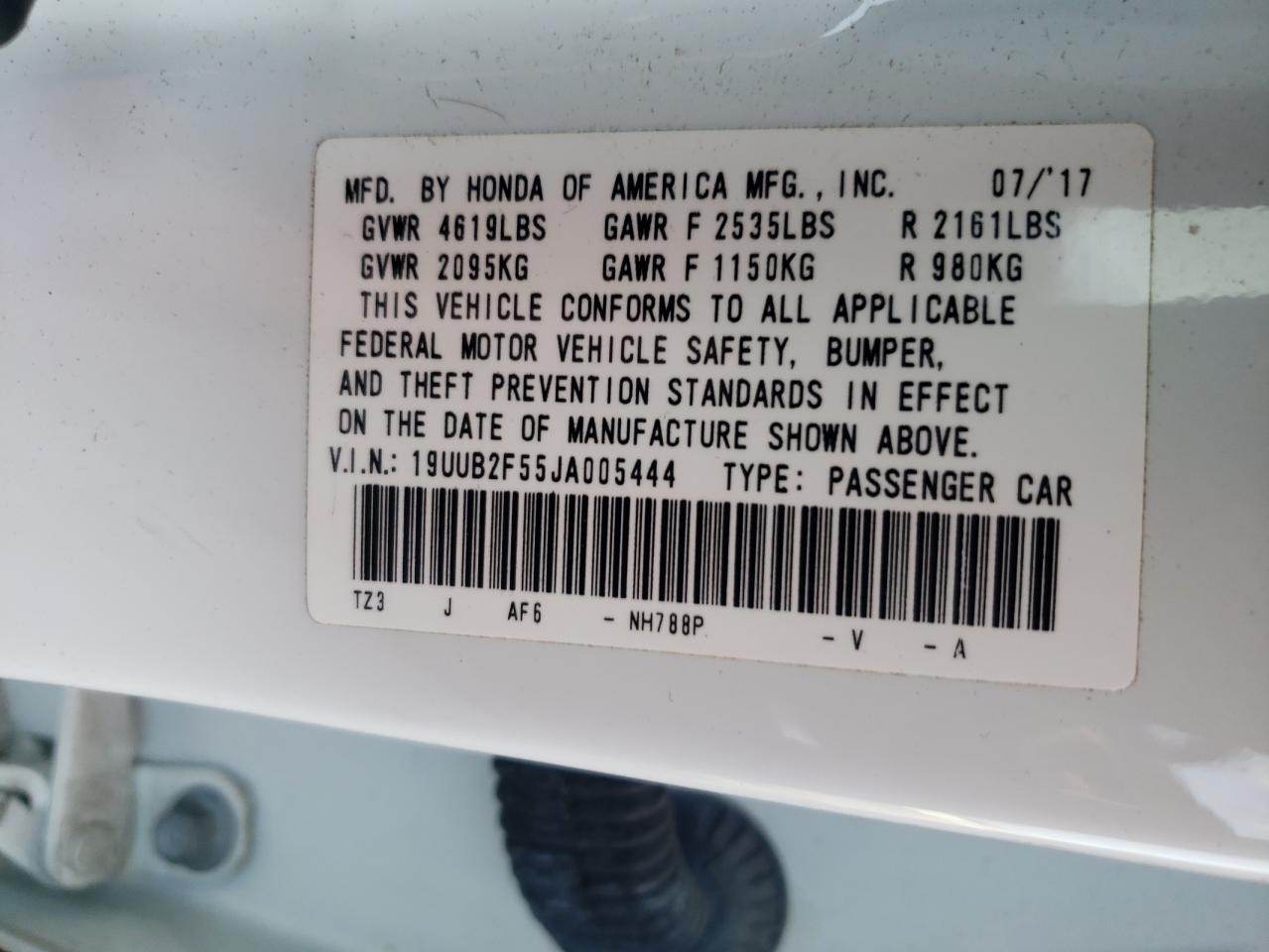 19uub2f55ja005444 19UUB2F55JA005444 2018 Acura Tlx Tech