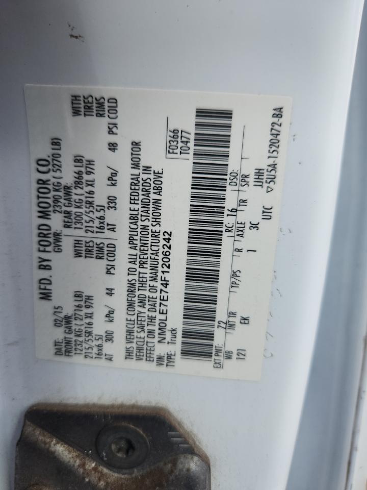 2015 Ford Transit Connect Xl VIN: NM0LE7E74F1206242 Lot: 65356915