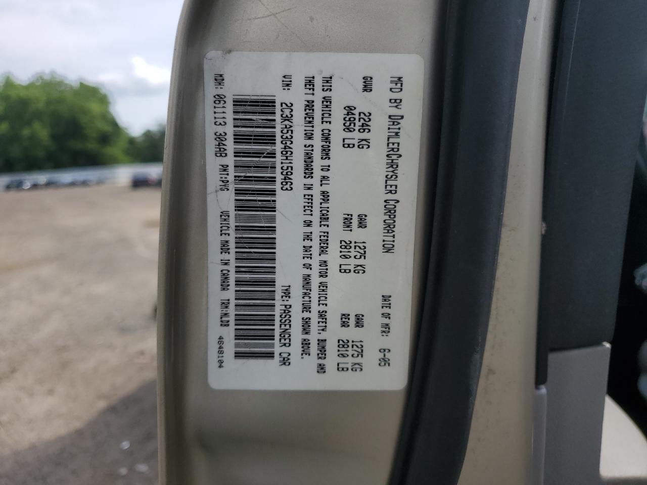 2006 Chrysler 300 Touring VIN: 2C3KA53G46H159463 Lot: 64733975