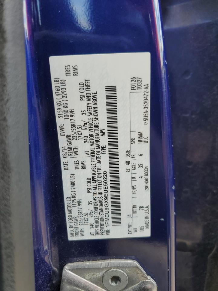 2014 Ford Escape Se VIN: 1FMCU9GX9EUE50220 Lot: 63657035