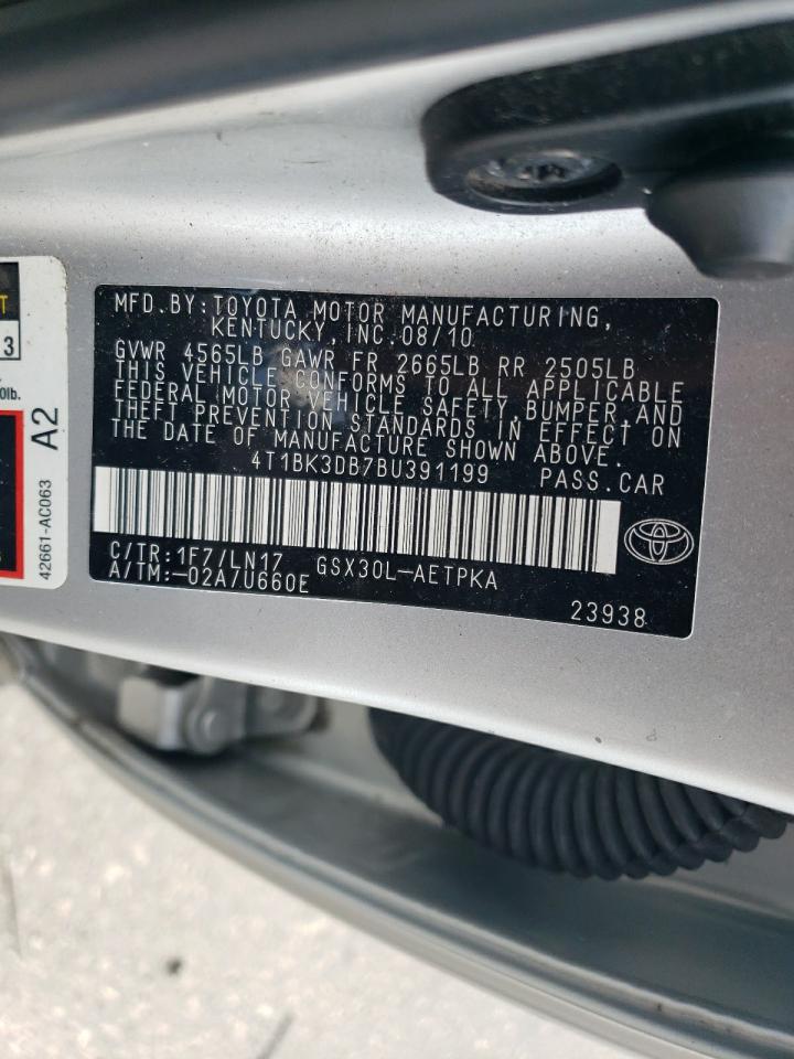 2011 Toyota Avalon Base VIN: 4T1BK3DB7BU391199 Lot: 64666595