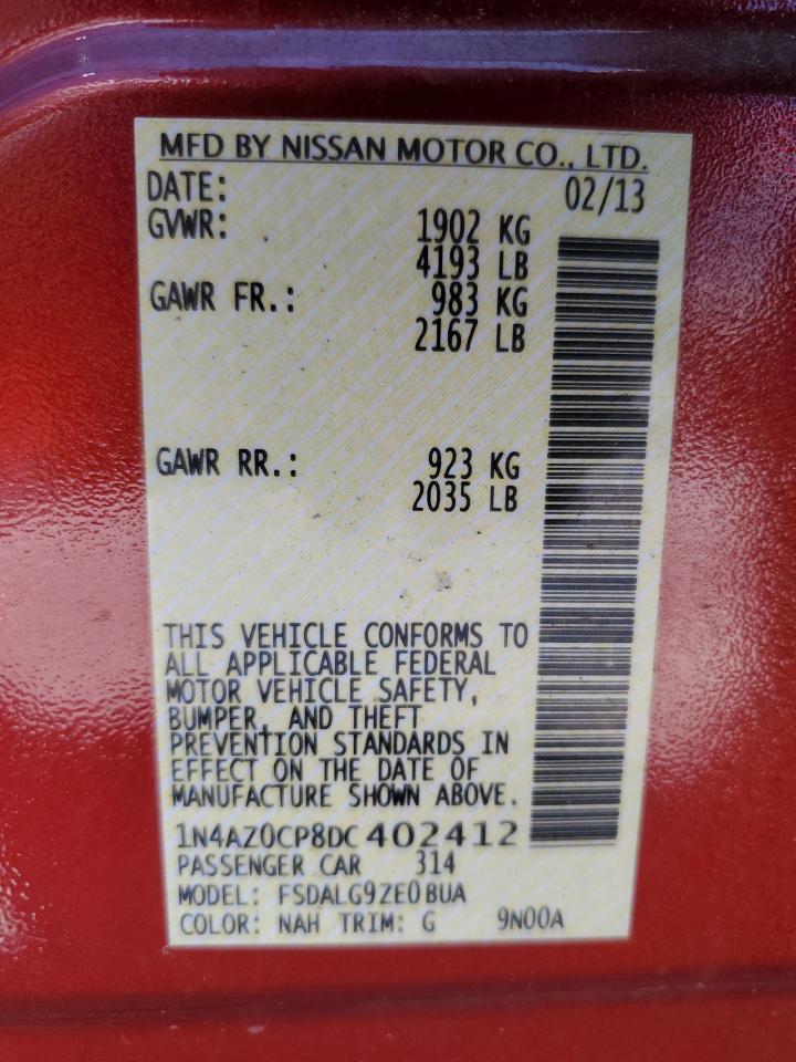 2013 Nissan Leaf S VIN: 1N4AZ0CP8DC402412 Lot: 64121125