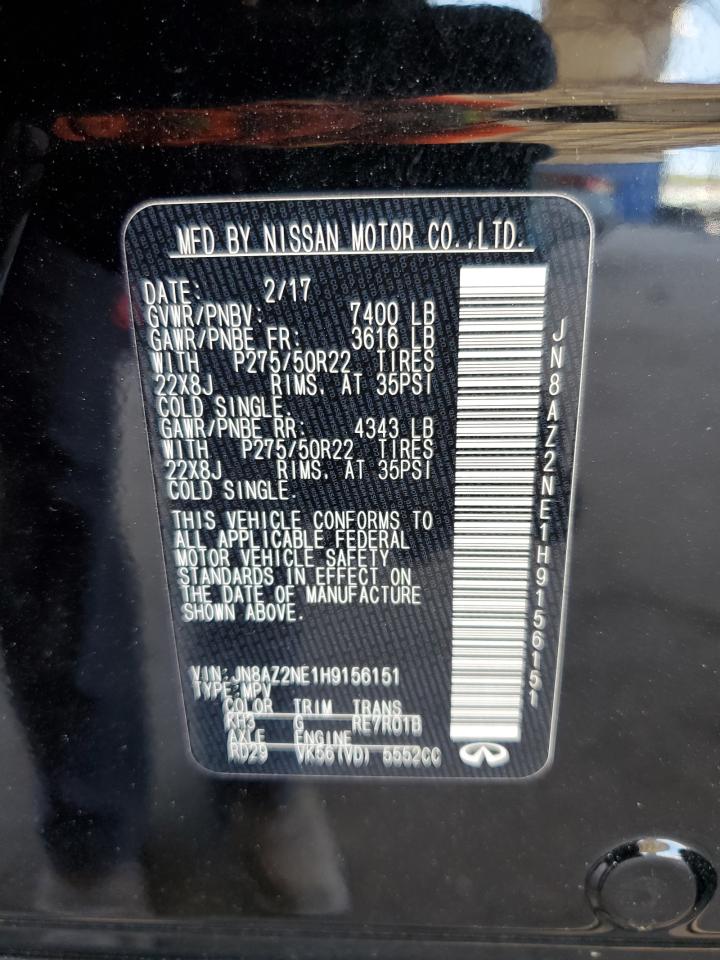 2017 Infiniti Qx80 Base VIN: JN8AZ2NE1H9156151 Lot: 64940765