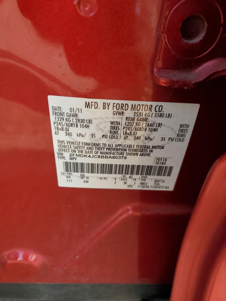 2011 Ford Edge Sel VIN: 2FMDK4JC8BBA80379 Lot: 65809355