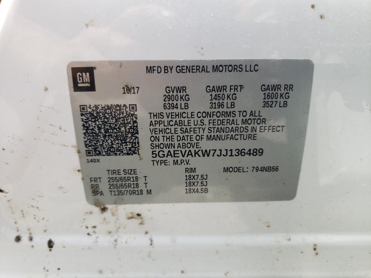 2018 Buick Enclave Essence VIN: 5GAEVAKW7JJ136489 Lot: 63996935