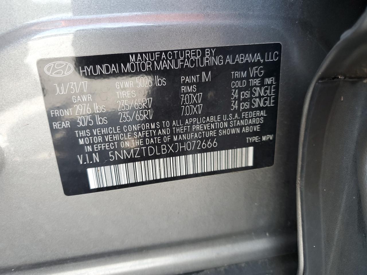 2018 Hyundai Santa Fe Sport VIN: 5NMZTDLBXJH072666 Lot: 64800505