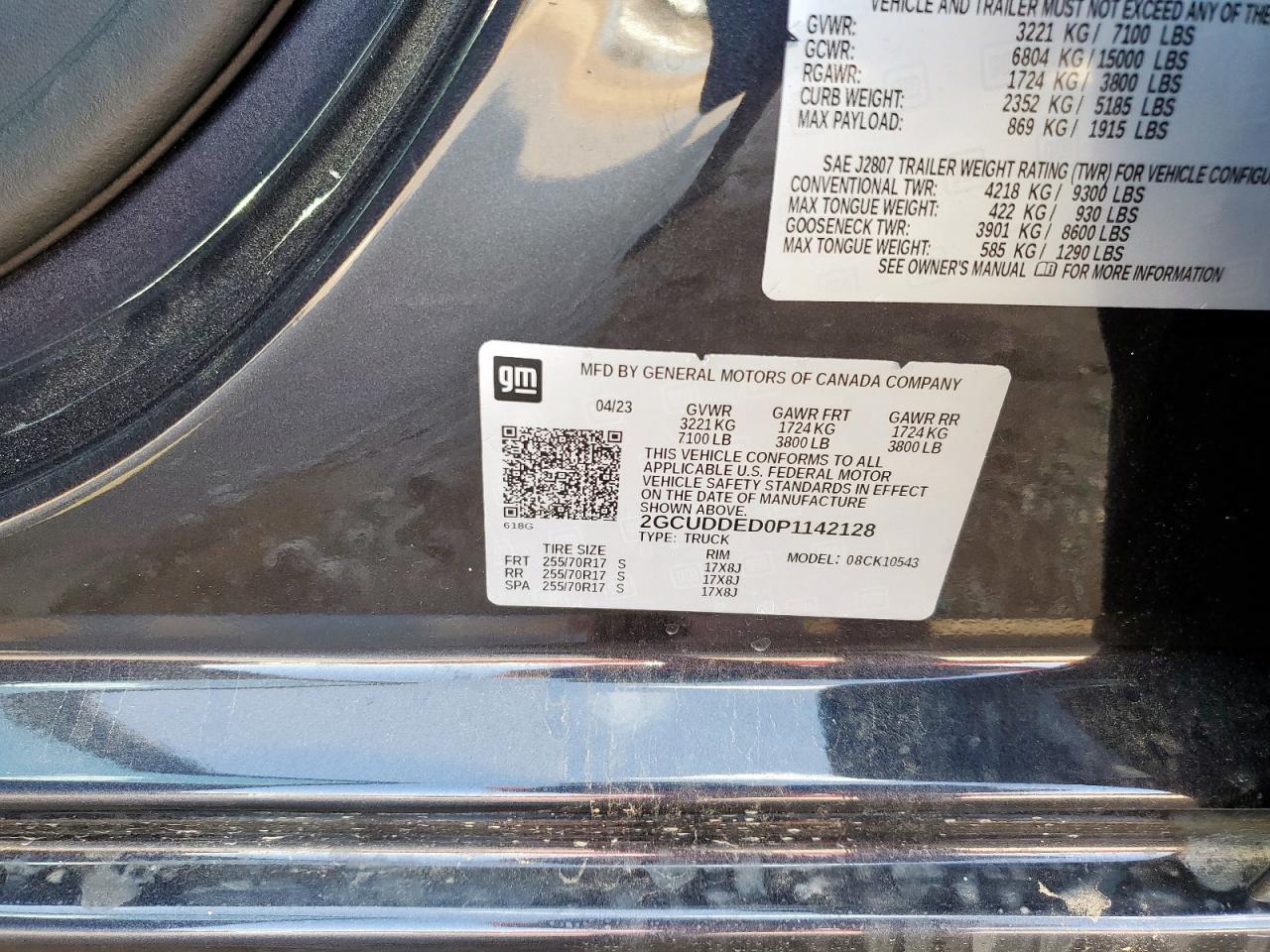 2023 Chevrolet Silverado K1500 Lt VIN: 2GCUDDED0P1142128 Lot: 65519905