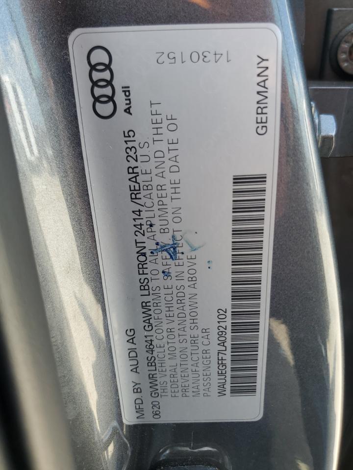 2020 Audi A3 S-Line Premium Plus VIN: WAUJEGFF7LA092102 Lot: 63314725