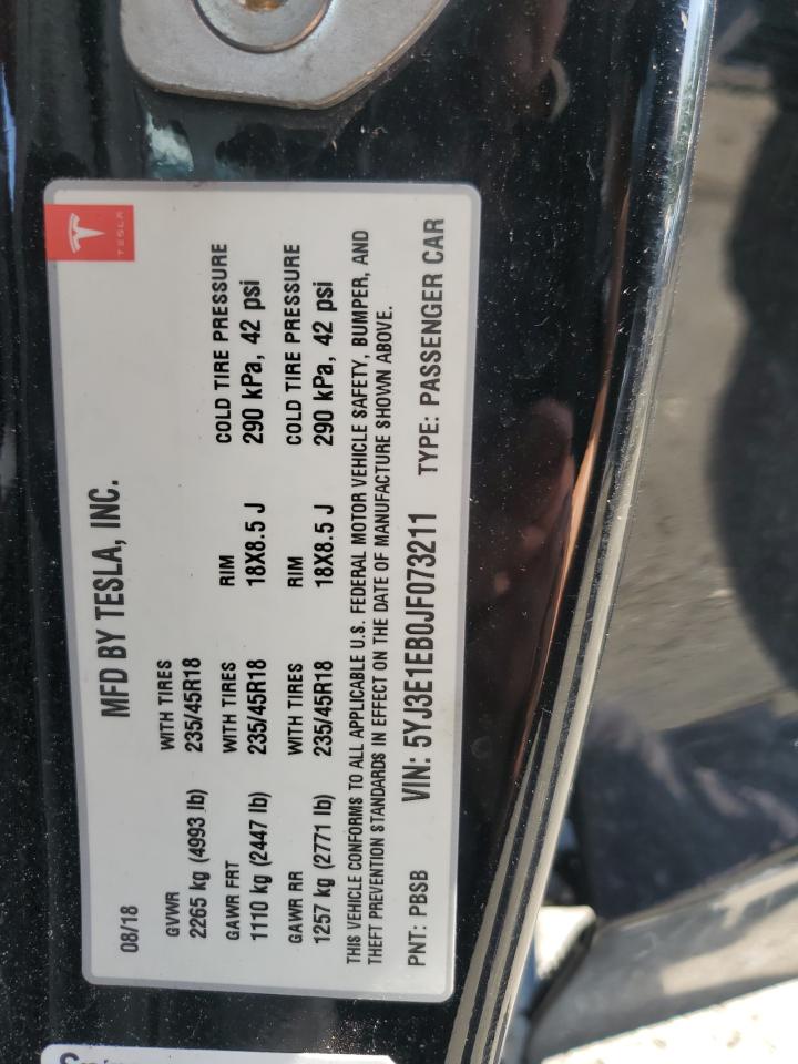 2018 Tesla Model 3 VIN: 5YJ3E1EB0JF073211 Lot: 64764705