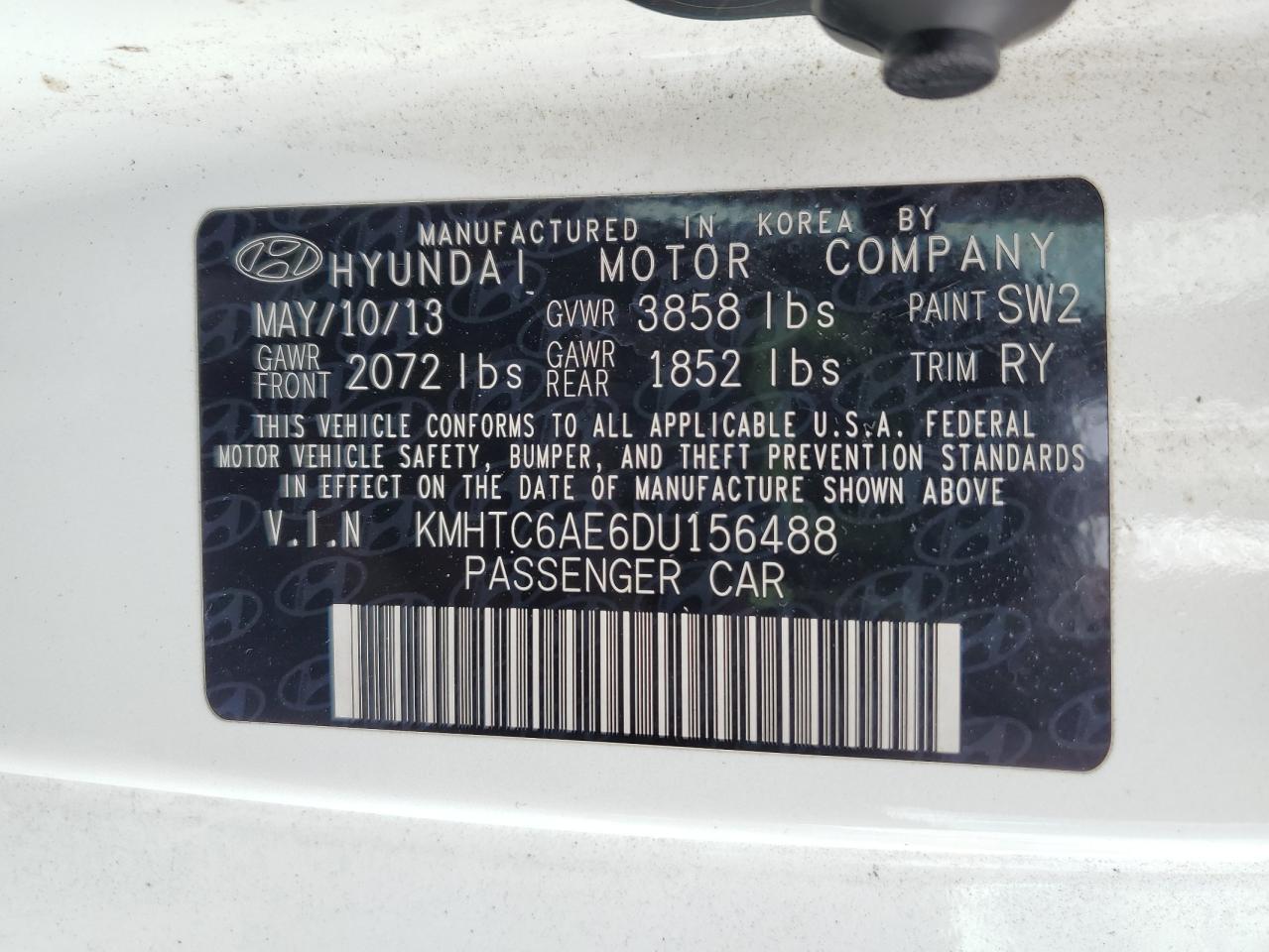 kmhtc6ae6du156488 KMHTC6AE6DU156488 2013 Hyundai Veloster Turbo