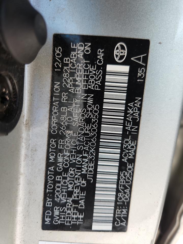 2006 Toyota Camry Le VIN: JTDBE32K063063505 Lot: 64731455