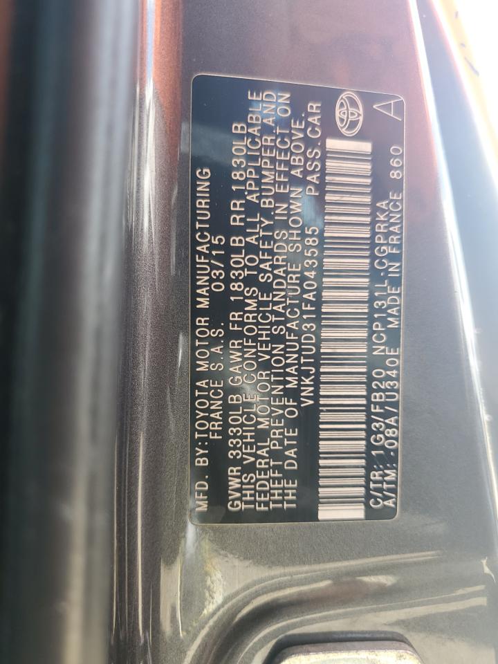 2015 Toyota Yaris VIN: VNKJTUD31FA043585 Lot: 65496875