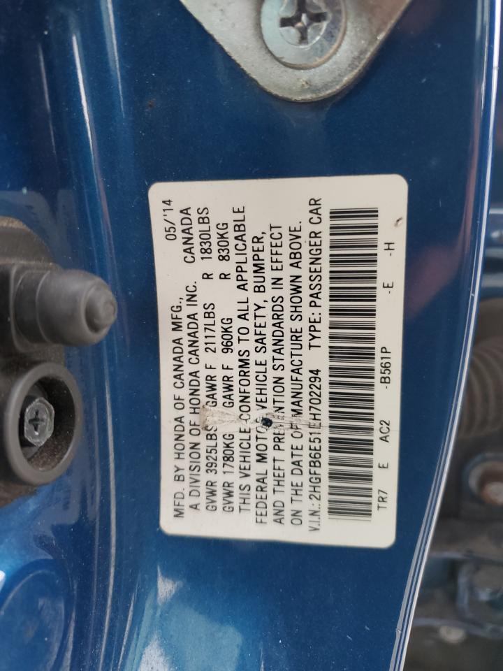 2014 Honda Civic Si VIN: 2HGFB6E51EH702294 Lot: 64784845