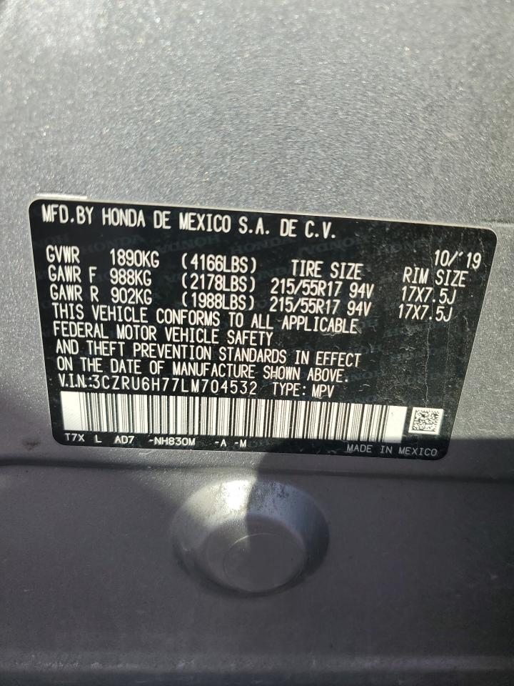 2020 Honda Hr-V Exl VIN: 3CZRU6H77LM704532 Lot: 63848865