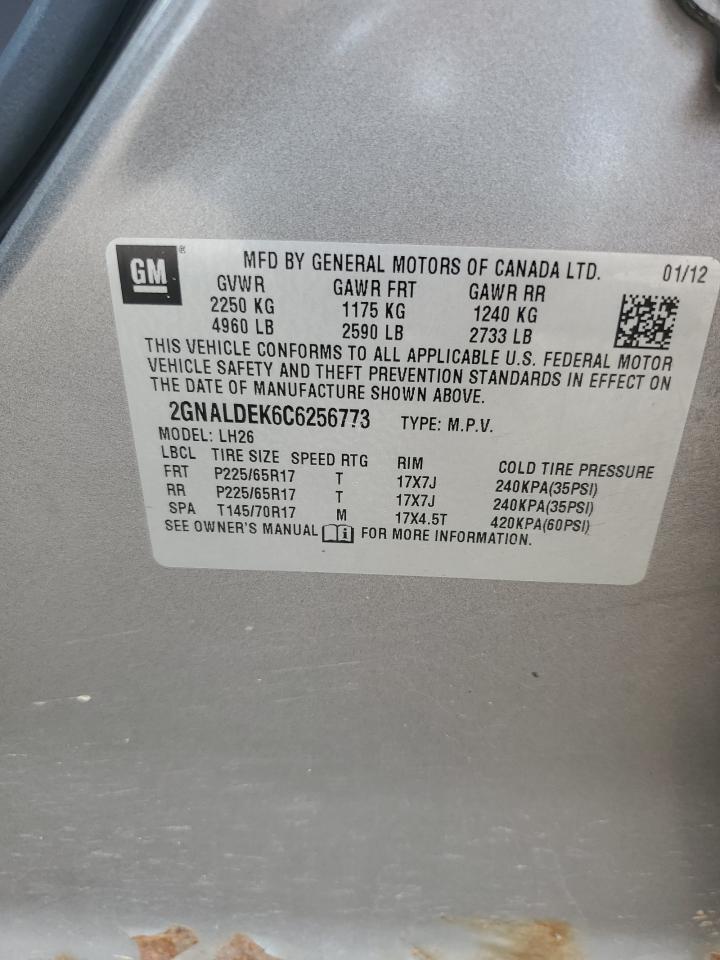 2012 Chevrolet Equinox Lt VIN: 2GNALDEK6C6256773 Lot: 65236665