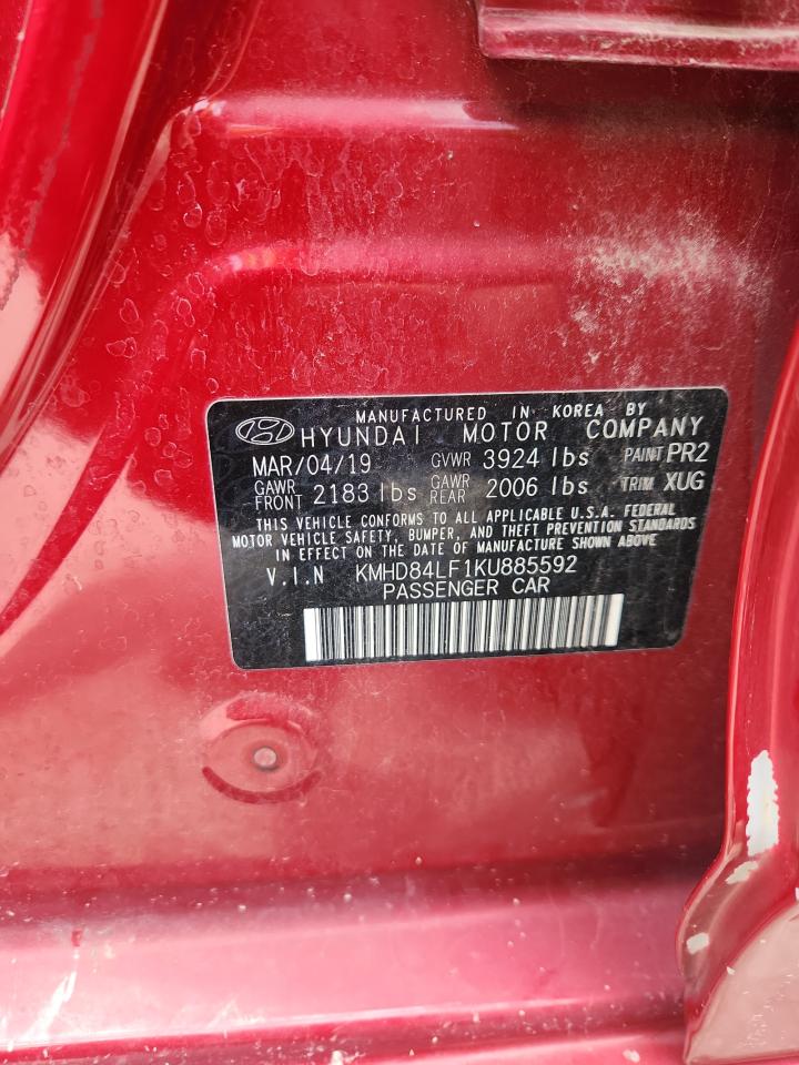 2019 Hyundai Elantra Sel VIN: KMHD84LF1KU885592 Lot: 63693385