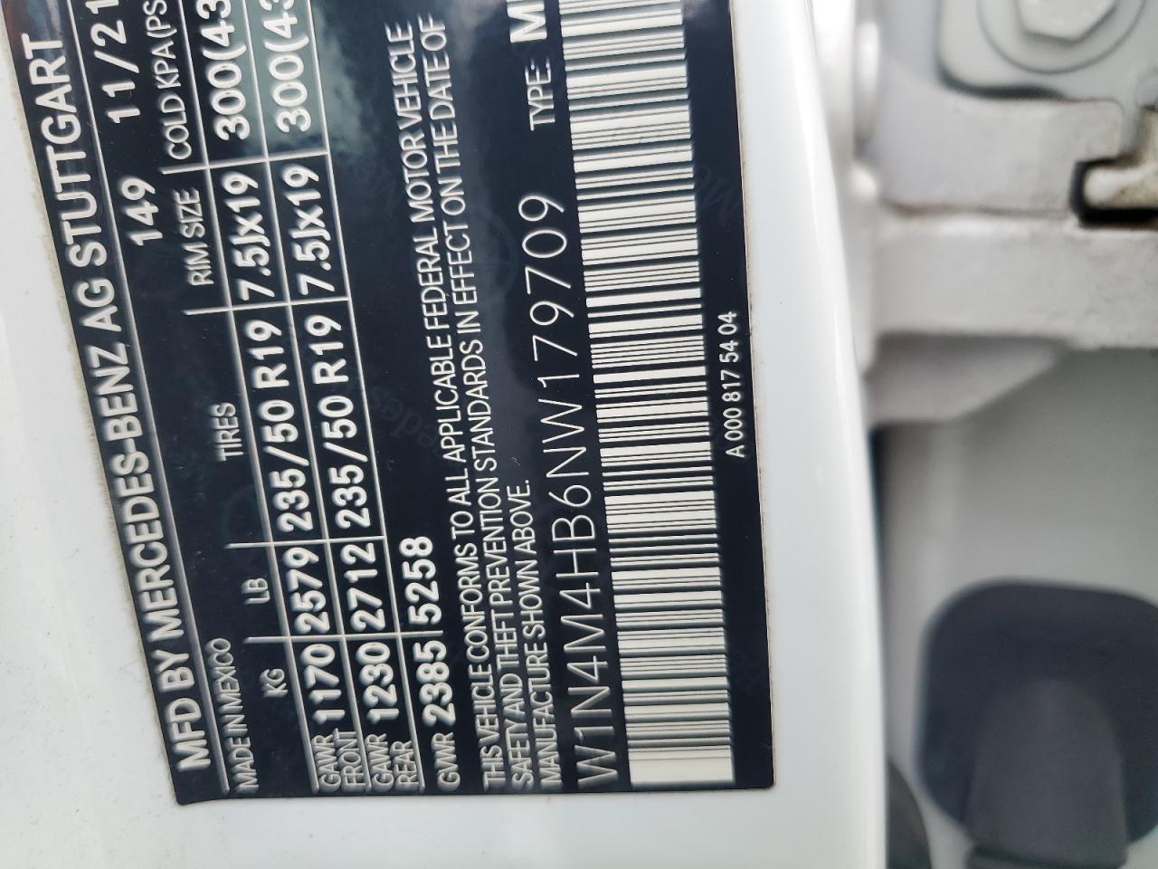2022 Mercedes-Benz Glb 250 4Matic VIN: W1N4M4HB6NW179709 Lot: 63107525