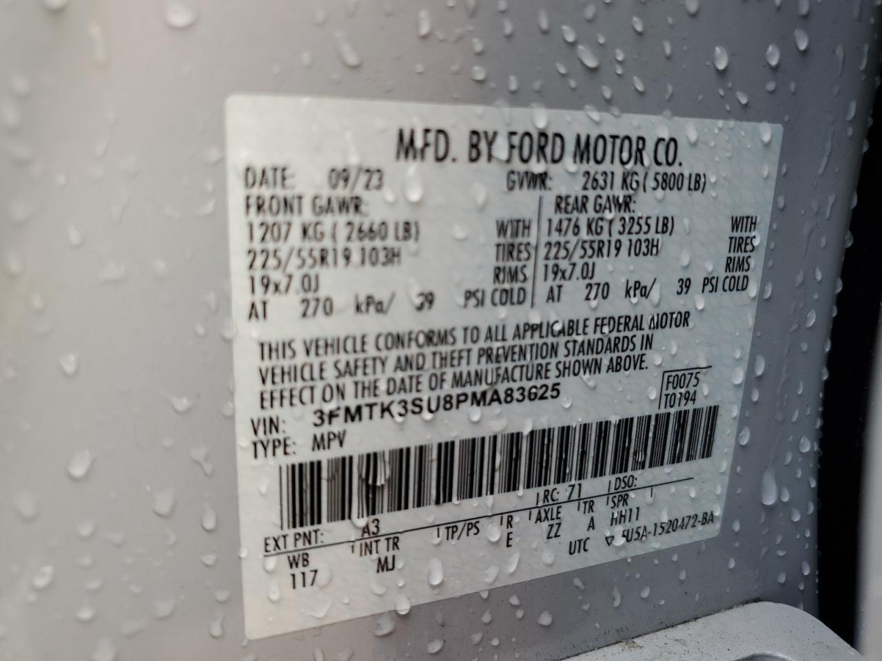 2023 Ford Mustang Mach-E Premium VIN: 3FMTK3SU8PMA83625 Lot: 65212915