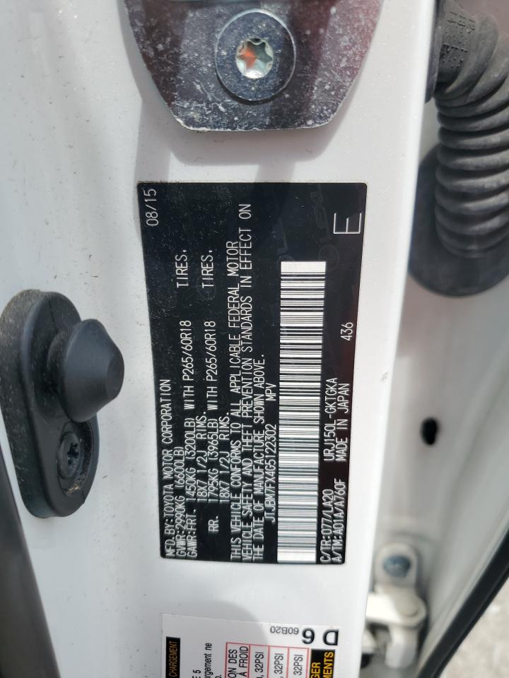 2016 Lexus Gx 460 VIN: JTJBM7FX4G5122302 Lot: 63481705