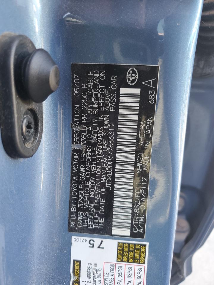 2007 Toyota Prius VIN: JTDKB20U377666319 Lot: 66191485