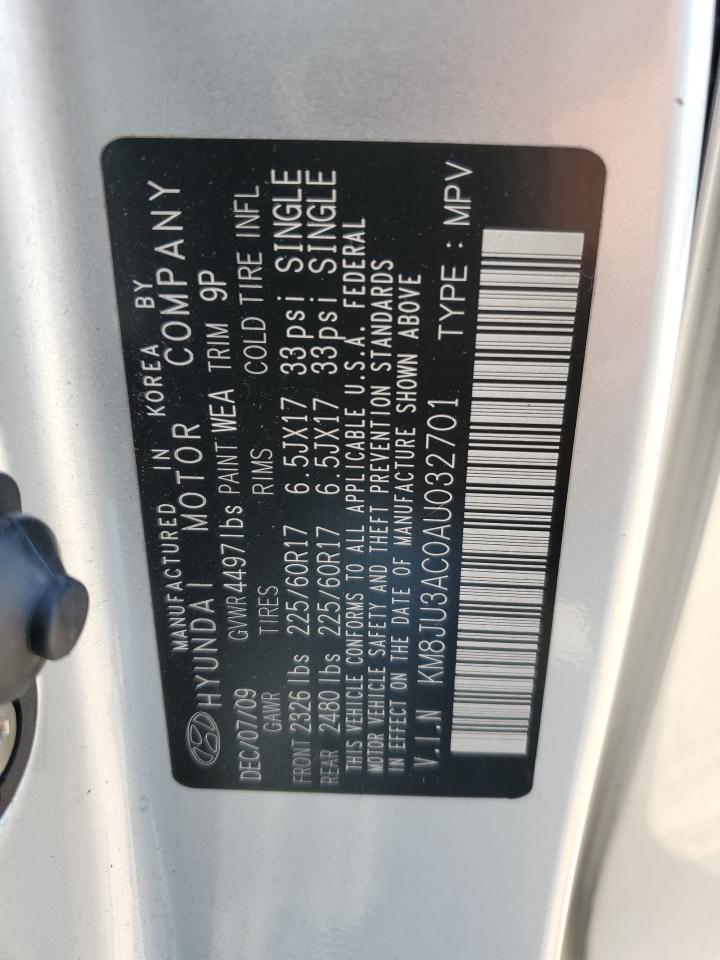 2010 Hyundai Tucson Gls VIN: KM8JU3AC0AU032701 Lot: 65350985