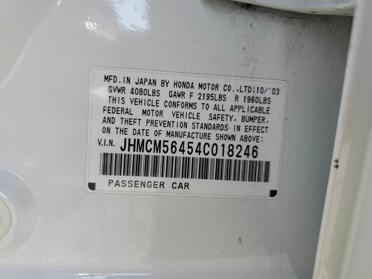 2004 Honda Accord Lx VIN: JHMCM56454C018246 Lot: 64503285