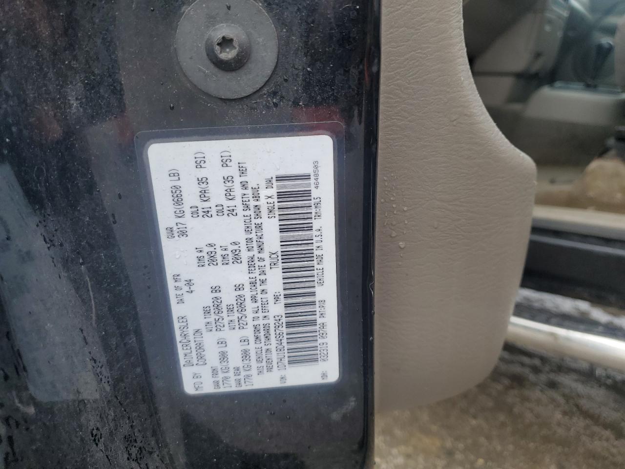 2004 Dodge Ram 1500 St VIN: 1D7HU18D44S679243 Lot: 64954355