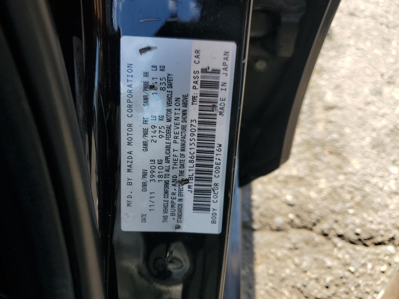 2012 Mazda 3 I VIN: JM1BL1L86C1559073 Lot: 65226515