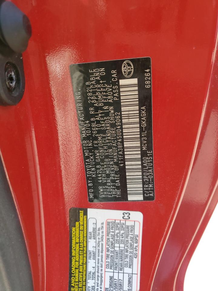 2005 Toyota Camry Solara Se VIN: 4T1FA38P45U049062 Lot: 63703615