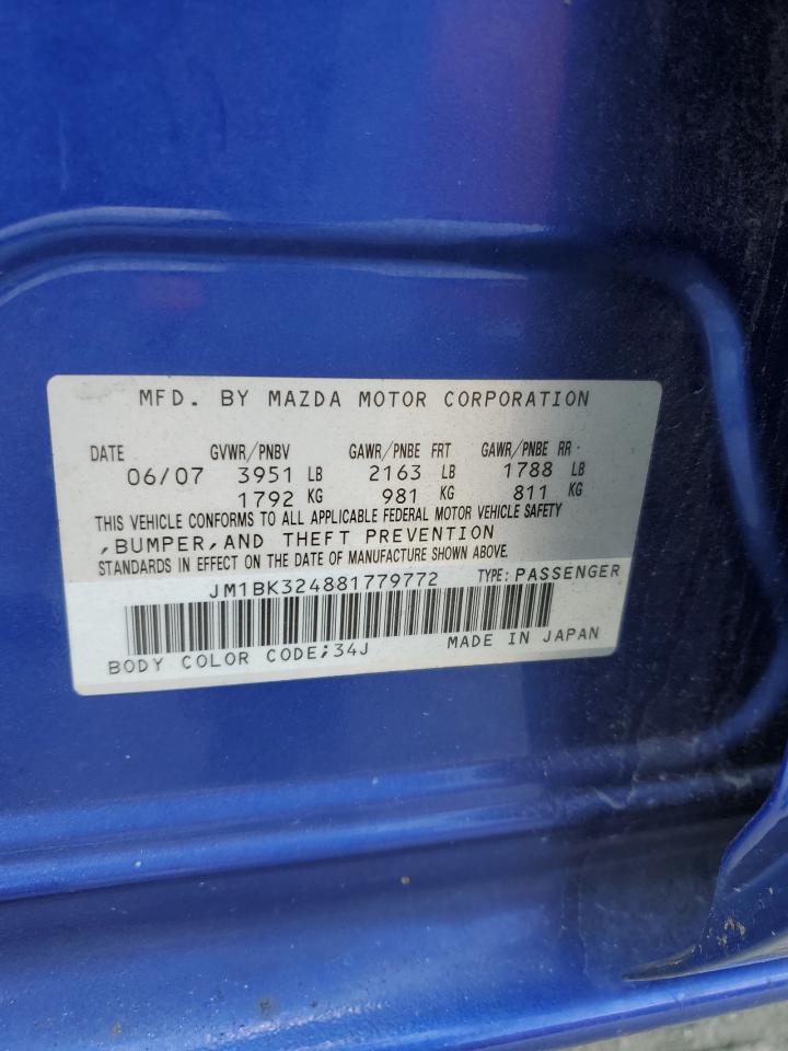 2008 Mazda 3 S VIN: JM1BK324881779772 Lot: 65909105