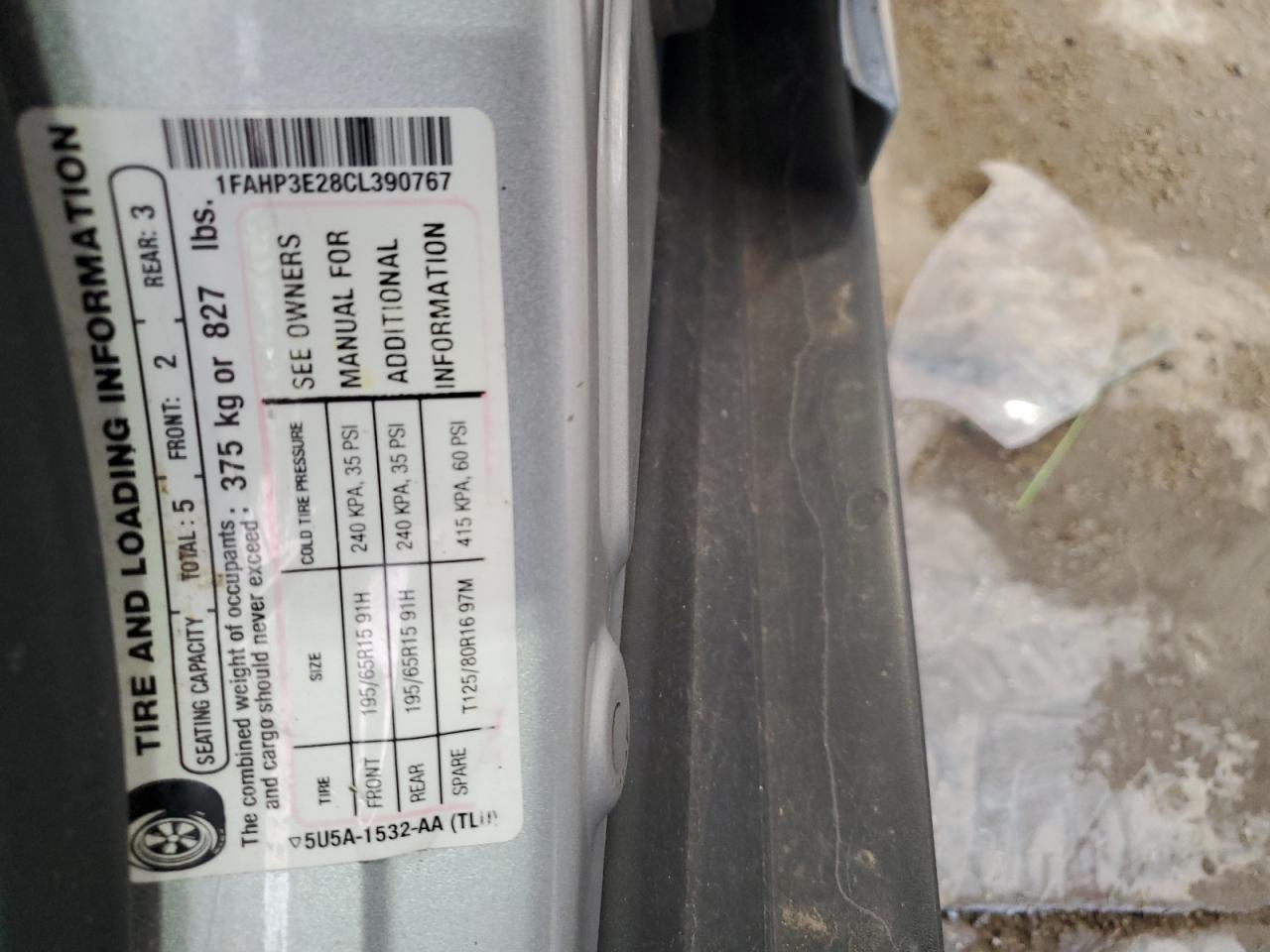 2012 Ford Focus S VIN: 1FAHP3E28CL390767 Lot: 64515355