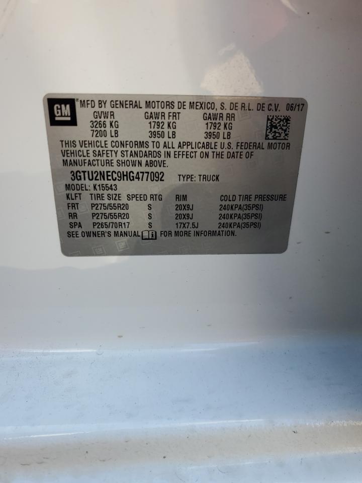 2017 GMC Sierra K1500 Slt VIN: 3GTU2NEC9HG477092 Lot: 65935435