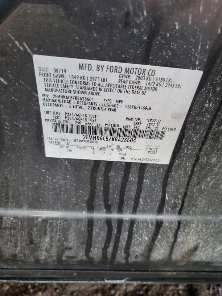 2019 Ford Flex Sel VIN: 2FMHK6C87KBA28604 Lot: 63292435