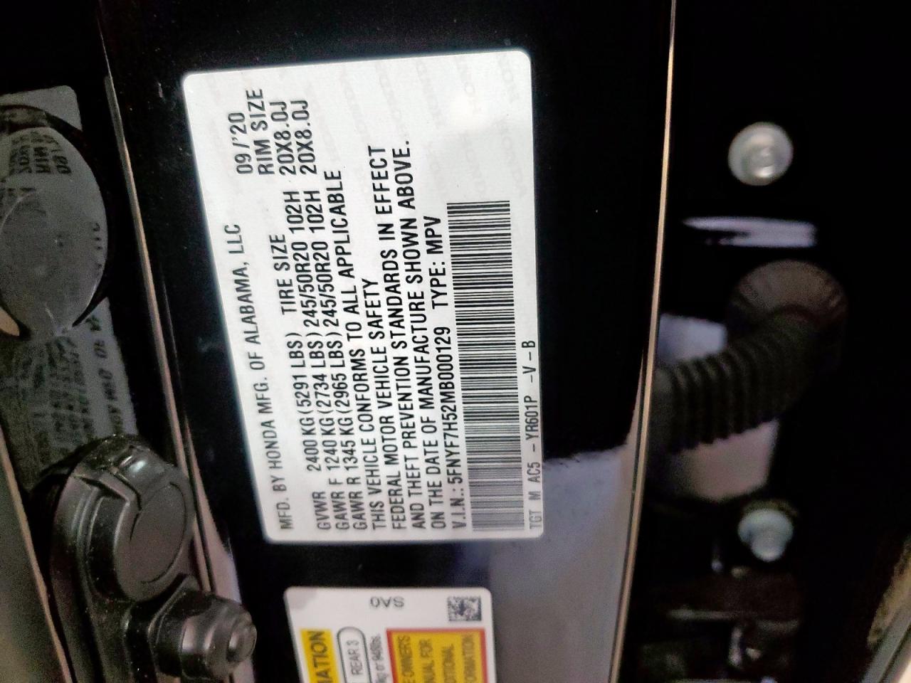 2021 Honda Passport Exl VIN: 5FNYF7H52MB000129 Lot: 63862435