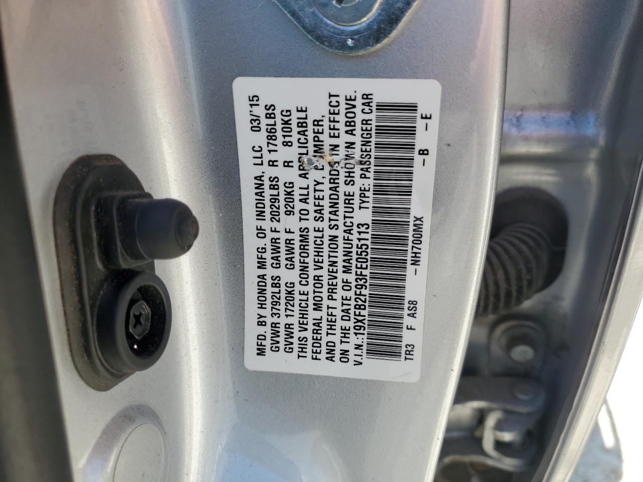 2015 Honda Civic Exl VIN: 19XFB2F93FE055113 Lot: 66014285