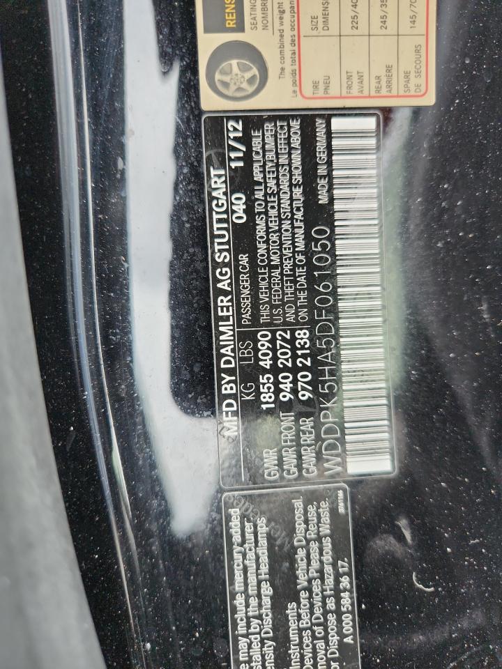 2013 Mercedes-Benz Slk 350 VIN: WDDPK5HA5DF061050 Lot: 62885235