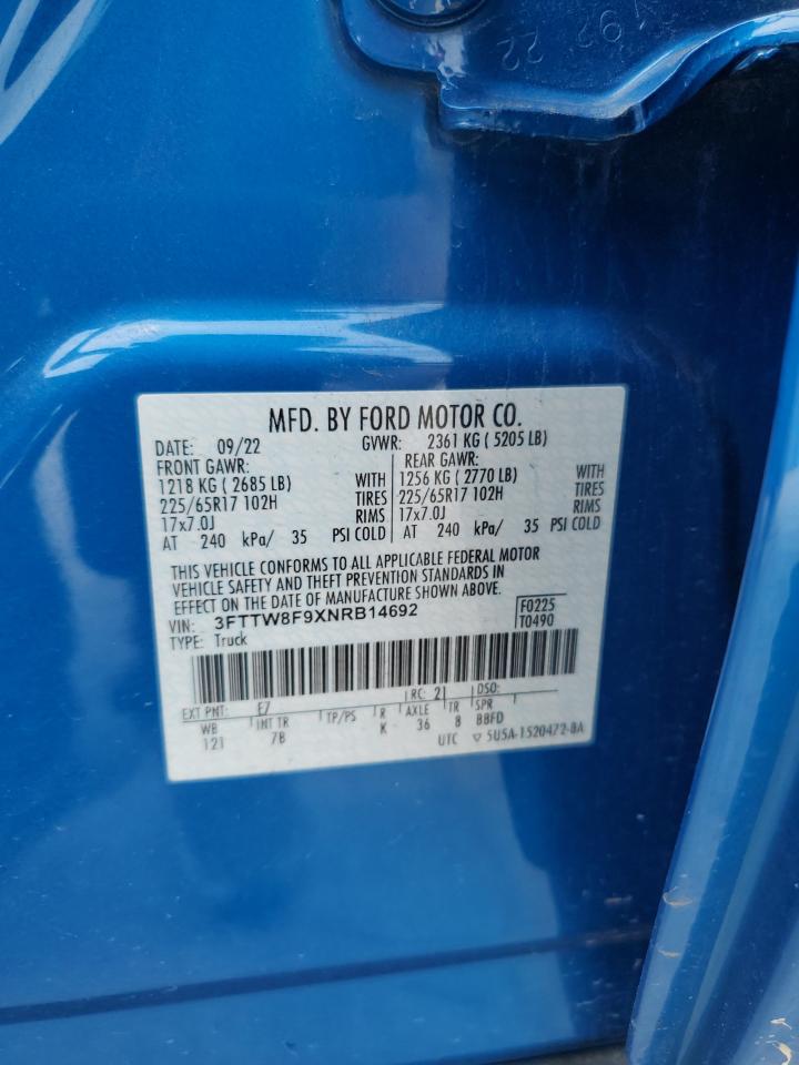 2022 Ford Maverick Xl VIN: 3FTTW8F9XNRB14692 Lot: 67016495