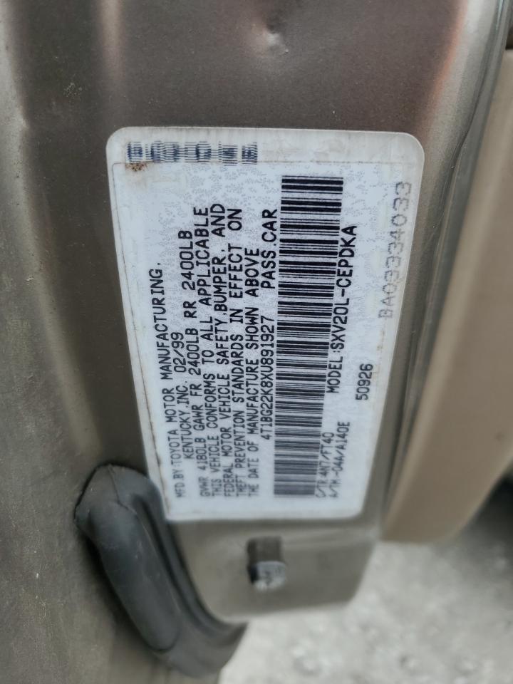 1999 Toyota Camry Ce VIN: 4T1BG22K8XU891927 Lot: 63583295