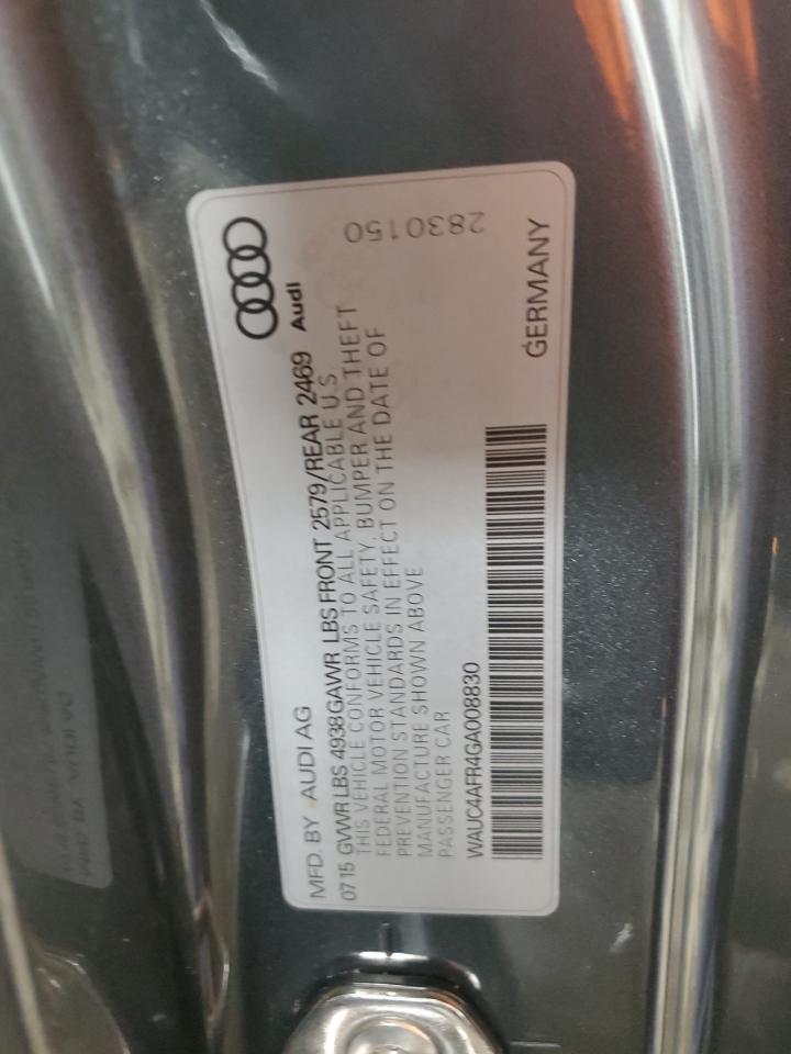 2016 Audi S5 Premium Plus VIN: WAUC4AFR4GA008830 Lot: 64415595