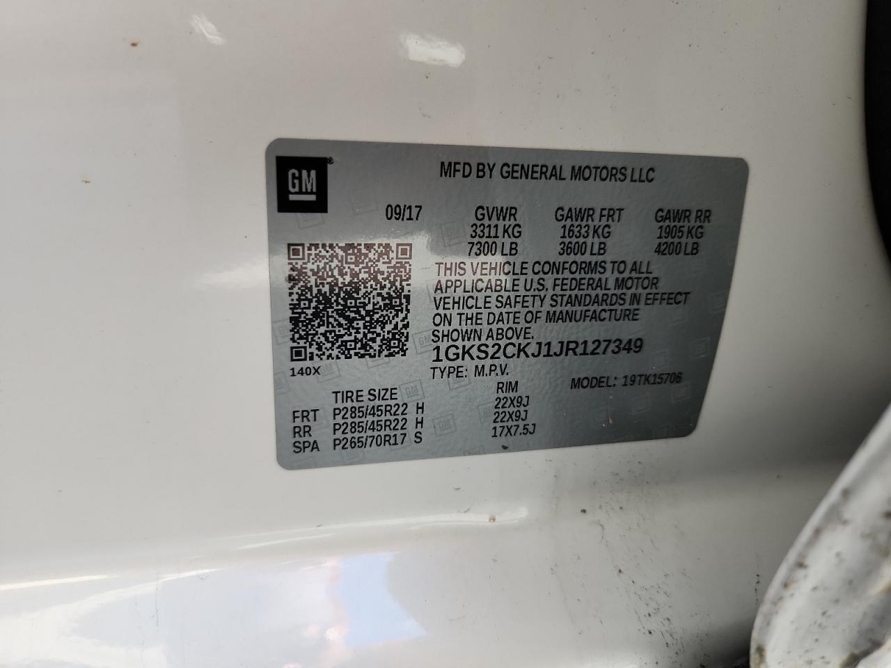 2018 GMC Yukon Denali VIN: 1GKS2CKJ1JR127349 Lot: 64232775