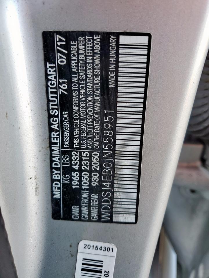 2018 Mercedes-Benz Cla 250 VIN: WDDSJ4EB0JN558951 Lot: 64732655