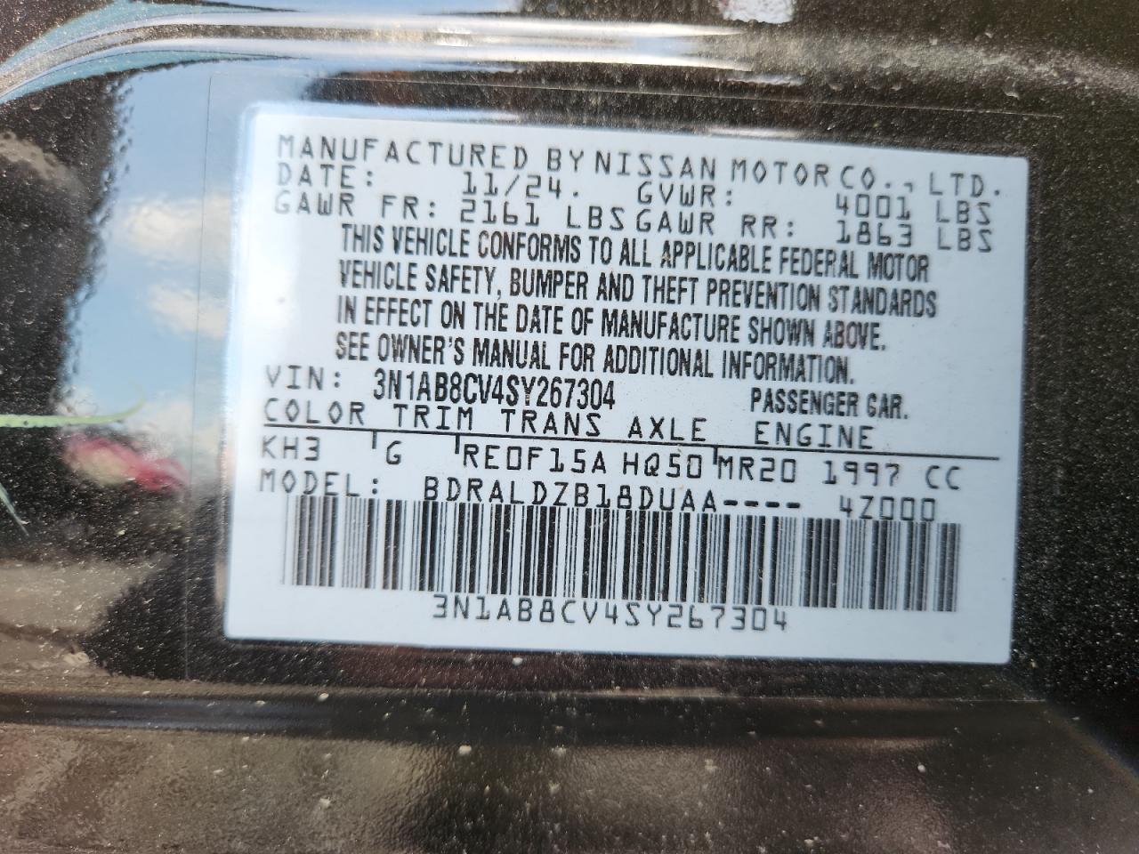 2025 Nissan Sentra Sv VIN: 3N1AB8CV4SY267304 Lot: 63265055