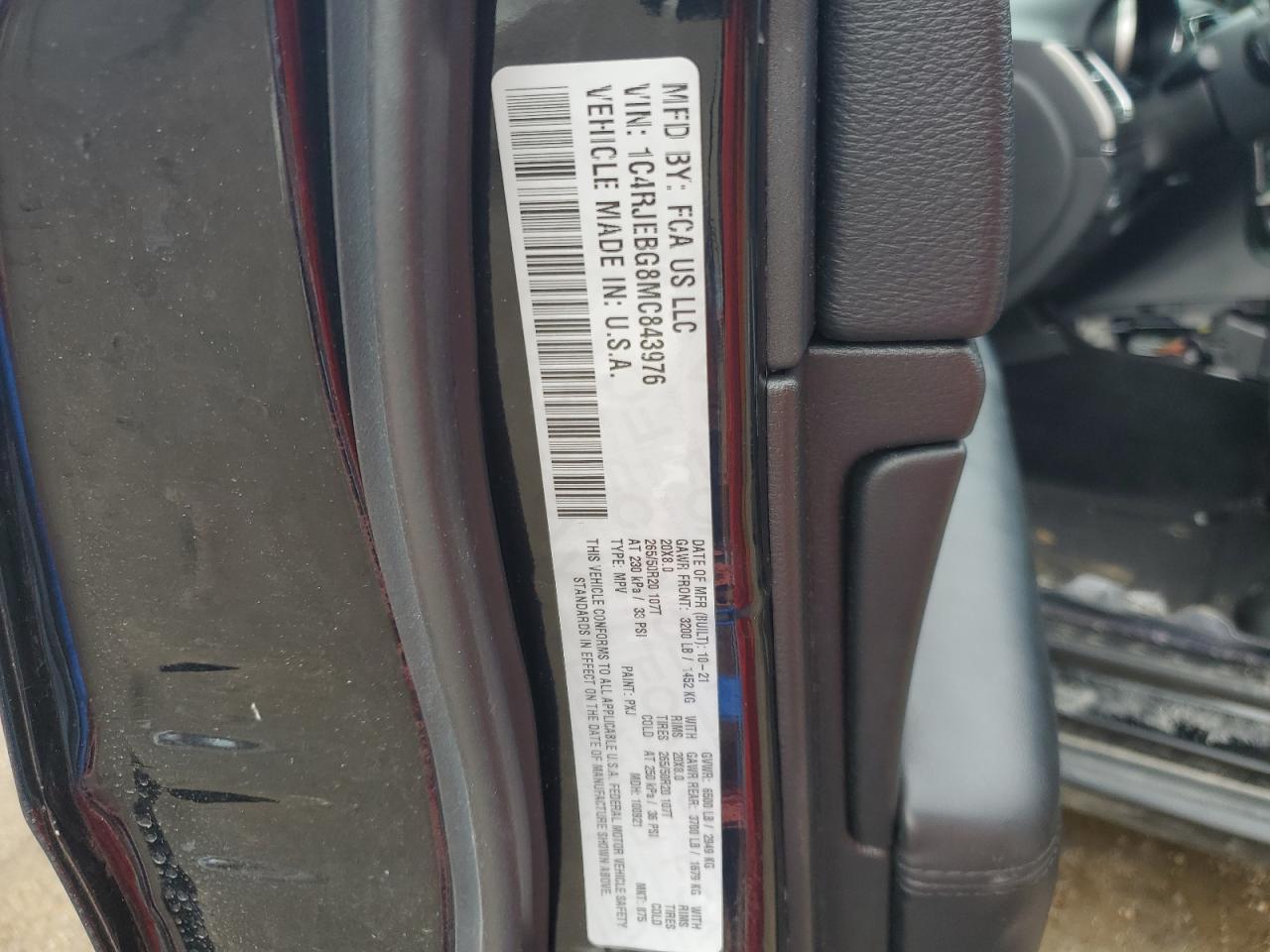 2021 Jeep Grand Cherokee Limited VIN: 1C4RJEBG8MC843976 Lot: 64388055